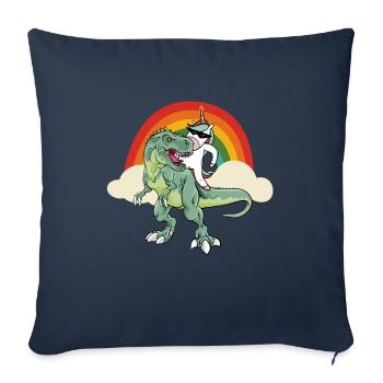 Dabbing Licorne Riding T Rex Garçons Filles Halloween - Housse de coussin décorative 45 x 45 cm - bleu marine - Devant
