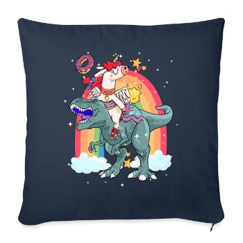 Dabbing Licorne Riding T Rex Garçons Filles Halloween - Housse de coussin décorative 45 x 45 cm - bleu marine - Devant