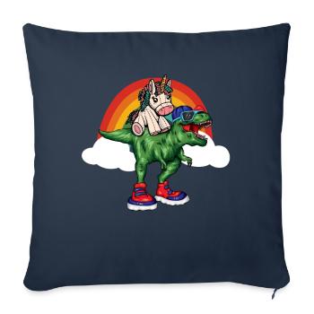 Dabbing Licorne Riding T Rex Garçons Filles Halloween - Housse de coussin décorative 45 x 45 cm - bleu marine - Devant