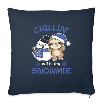 Sloth Chillin with my snowmie snowman - Sofa pillowcase 17,3'' x 17,3'' (45 x 45 cm) - navy - Front