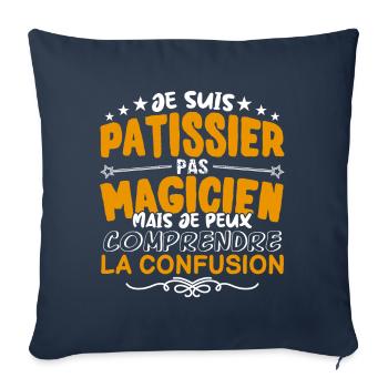 Patissier | Patissier pas Magicien | Meilleur Pati - Housse de coussin décorative 45 x 45 cm - bleu marine - Devant