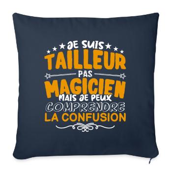 Tailleur | Tailleur pas Magicien | Meilleur Taille - Housse de coussin décorative 45 x 45 cm - bleu marine - Devant