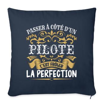 Le Meilleur Pilote | Pilote à la perfection - Housse de coussin décorative 45 x 45 cm - bleu marine - Devant