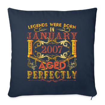 January 2007 - birthday 2007 legends were born. - Housse de coussin décorative 45 x 45 cm - bleu marine - Devant