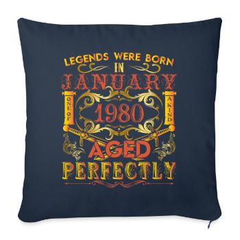 January 1980 - birthday 1980 legends were born. - Housse de coussin décorative 45 x 45 cm - bleu marine - Devant