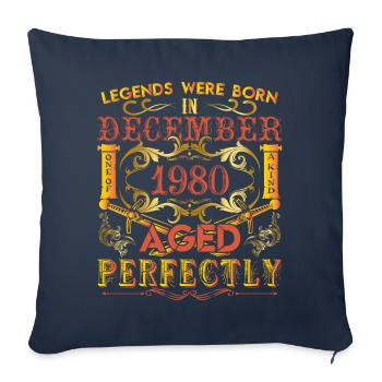 December 1980 - birthday 1980 legends were born. - Housse de coussin décorative 45 x 45 cm - bleu marine - Devant