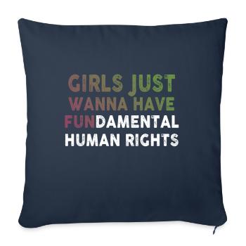 Les filles veulent simplement avoir des droits humains fondamentaux - Housse de coussin décorative 45 x 45 cm - bleu marine - Devant
