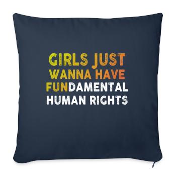 Les filles veulent simplement avoir des droits humains fondamentaux - Housse de coussin décorative 45 x 45 cm - bleu marine - Devant