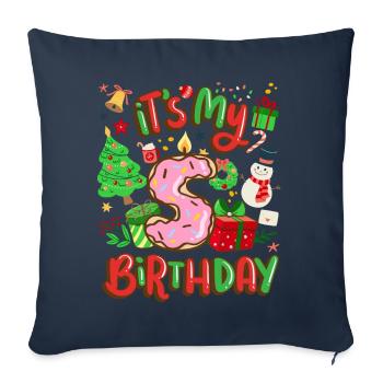 C’est mon 5 ans bonhomme de neige Noël - Housse de coussin décorative 45 x 45 cm - bleu marine - Devant