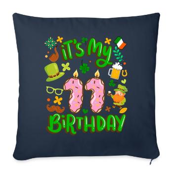C’est mon beignet de vacances de 11 ans. - Housse de coussin décorative 45 x 45 cm - bleu marine - Devant