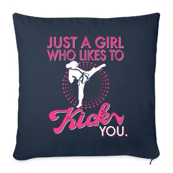 Karate Mma Kick Box Taekwondo Women Karate Kick - Sofa pillowcase 17,3'' x 17,3'' (45 x 45 cm) - navy - Front