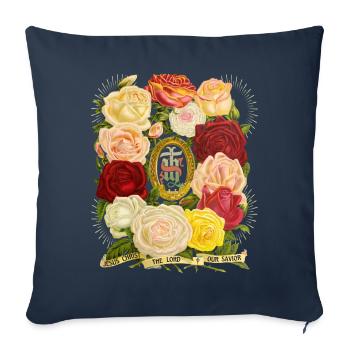 IHS Jesus Jesus Christ vintage rose motif saying - Sofa pillowcase 17,3'' x 17,3'' (45 x 45 cm) - navy - Front