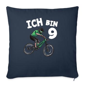 Ich bin 9 Jahre Mountainbike 9. Geburtstag - Sofakissenbezug 45 x 45 cm - Navy - Vorne