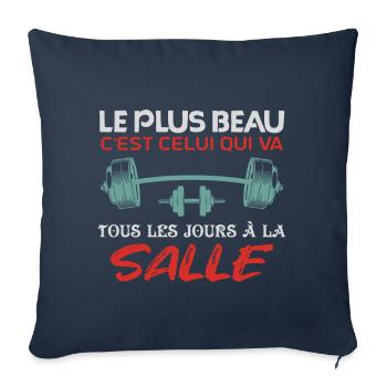 entraînement musculation La muscu et la salle - Housse de coussin décorative 45 x 45 cm - bleu marine - Devant