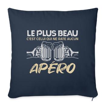 c'est l'heure de l'apéro | apéro à vie Apéritif !! - Housse de coussin décorative 45 x 45 cm - bleu marine - Devant