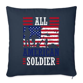 All American Soldier 4 juillet Soldier Independence - Housse de coussin décorative 45 x 45 cm - bleu marine - Devant