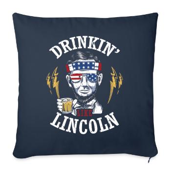 Drinkin' Like Lincoln 4 juillet Drink Independence - Housse de coussin décorative 45 x 45 cm - bleu marine - Devant