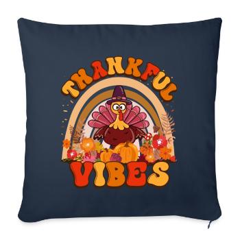 Thankful Vibes Thanksgiving Turkey Holiday Flowers - Sofa pillowcase 17,3'' x 17,3'' (45 x 45 cm) - navy - Front