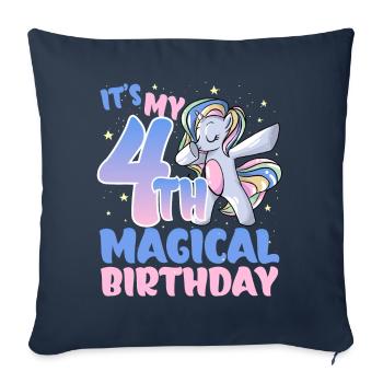C’est mon 4ème anniversaire magique - Housse de coussin décorative 45 x 45 cm - bleu marine - Devant