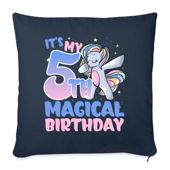 C’est mon 5ème anniversaire magique - Housse de coussin décorative 45 x 45 cm - bleu marine - Devant