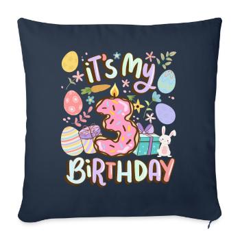 C’est mon lapin de vacances de Noël beignet de Pâques pour mes 3 ans - Housse de coussin décorative 45 x 45 cm - bleu marine - Devant