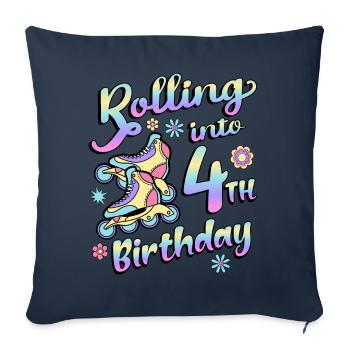 Rolling Into 4th Birthday Roller Skater Inline - Sofa pillowcase 17,3'' x 17,3'' (45 x 45 cm) - navy - Front