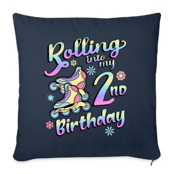 Rolling Into My 2nd Birthday Roller Skater Inline - Sofa pillowcase 17,3'' x 17,3'' (45 x 45 cm) - navy - Front