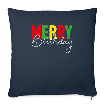 Joyeux anniversaire, anniversaire de Noël - Housse de coussin décorative 45 x 45 cm - bleu marine - Devant