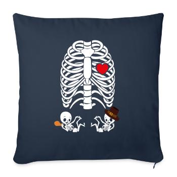 Grossesse Jumeaux Tahnksgiving Squelette - Housse de coussin décorative 45 x 45 cm - bleu marine - Devant