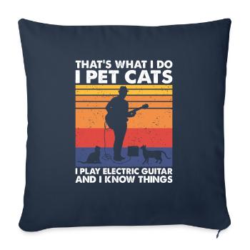 Pet Cats Play Electric Guitar & Know Things - Sofa pillowcase 17,3'' x 17,3'' (45 x 45 cm) - navy - Front