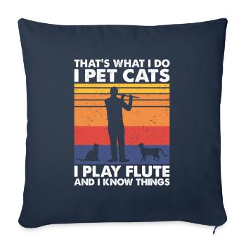 That's What Do Pet Cats Play Flute & Know Things - Sofa pillowcase 17,3'' x 17,3'' (45 x 45 cm) - navy - Front