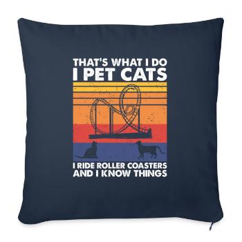 Cats Ride Roller Coasters & Know Things Theme Park - Housse de coussin décorative 45 x 45 cm - bleu marine - Devant