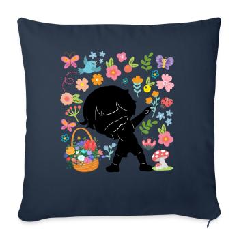 Silhouette Dabbing Boy Hippie Bouquet Spring - Sofa pillowcase 17,3'' x 17,3'' (45 x 45 cm) - navy - Front