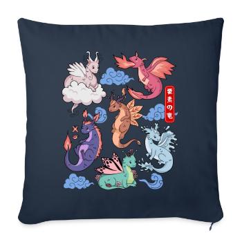 Flight of Dragons Mignon Élémentaire Mythique - Housse de coussin décorative 45 x 45 cm - bleu marine - Devant