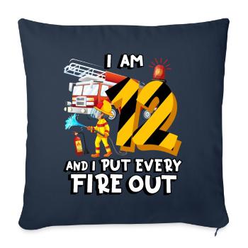 Fire engine Firefighting I am 12 years old - Sofa pillowcase 17,3'' x 17,3'' (45 x 45 cm) - navy - Front
