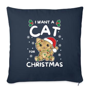 I want a cat for Christmas cute cats - Sofa pillowcase 17,3'' x 17,3'' (45 x 45 cm) - navy - Front