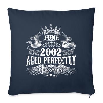 2002| Juni 2002 Geburtstag Perfekt gealtert - Sofakissenbezug 45 x 45 cm - Navy - Vorne