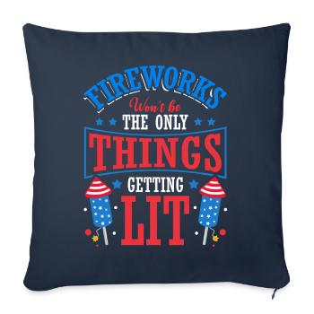 Le 4 juillet, non seulement des feux d’artifice seront allumés - Housse de coussin décorative 45 x 45 cm - bleu marine - Devant