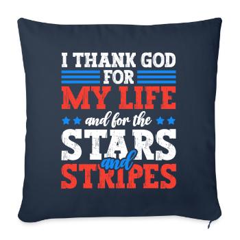 Je remercie Dieu pour ma vie et pour les étoiles - Housse de coussin décorative 45 x 45 cm - bleu marine - Devant