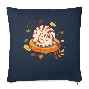 Autumn Vibes Cute Kitten Sleepy Cat Autumn - Sofa pillowcase 17,3'' x 17,3'' (45 x 45 cm) - navy - Front