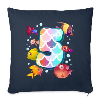 5e anniversaire | Rainbow Fish Anniversaire | - Housse de coussin décorative 45 x 45 cm - bleu marine - Devant