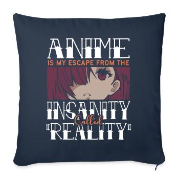 L’anime est mon échappatoire à la folie appelée - Housse de coussin décorative 45 x 45 cm - bleu marine - Devant