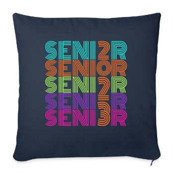 Rétro Vintage Neon Senior 2023 | Cadeau Senior High - Housse de coussin décorative 45 x 45 cm - bleu marine - Devant