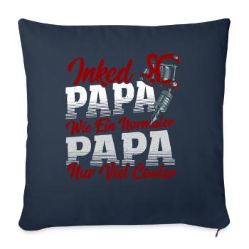 Inked Papa Wie Ein Normaler Papa Nur Viel Cooler - Sofakissenbezug 45 x 45 cm - Navy - Vorne