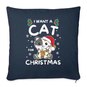 I want a cat for Christmas cute cats - Sofa pillowcase 17,3'' x 17,3'' (45 x 45 cm) - navy - Front