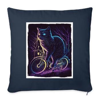 Cat Kitten Bike Bike Abstract Illustration - Sofa pillowcase 17,3'' x 17,3'' (45 x 45 cm) - navy - Front