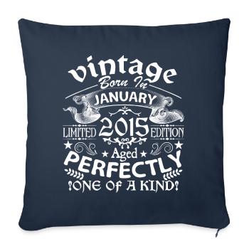 January 2015| anniversary 2015 Vintage January - Sofa pillowcase 17,3'' x 17,3'' (45 x 45 cm) - navy - Front