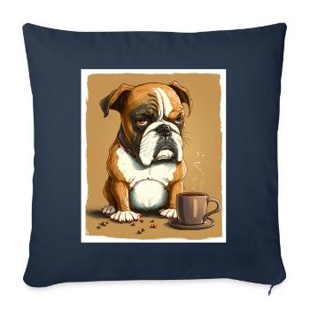 Dog Bulldog Coffee Cup Morning Grouch Cocoa Pug - Sofa pillowcase 17,3'' x 17,3'' (45 x 45 cm) - navy - Front
