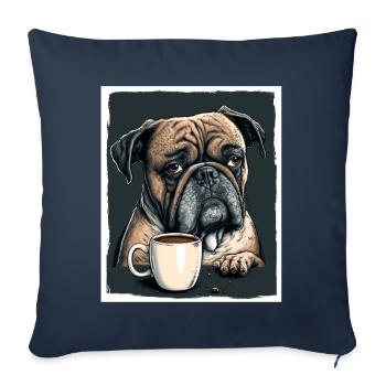 Dog Bulldog Coffee Cup Morning Grouch Cocoa Pug - Sofa pillowcase 17,3'' x 17,3'' (45 x 45 cm) - navy - Front