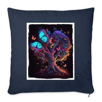 Tree Butterflies Abstract Nature Forest Grunge - Sofa pillowcase 17,3'' x 17,3'' (45 x 45 cm) - navy - Front